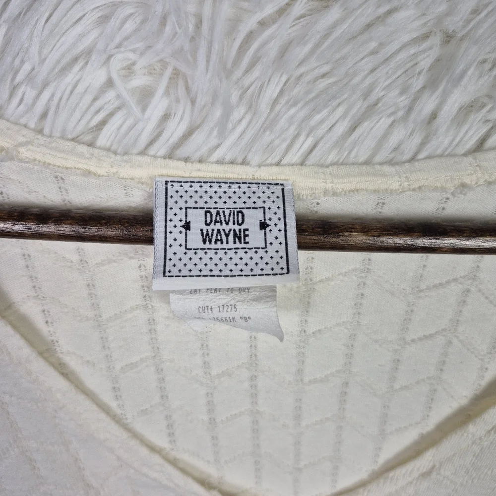 Vtg David Wayne Lace Hem‎ Short Sleeve Cardigan Cottagecore